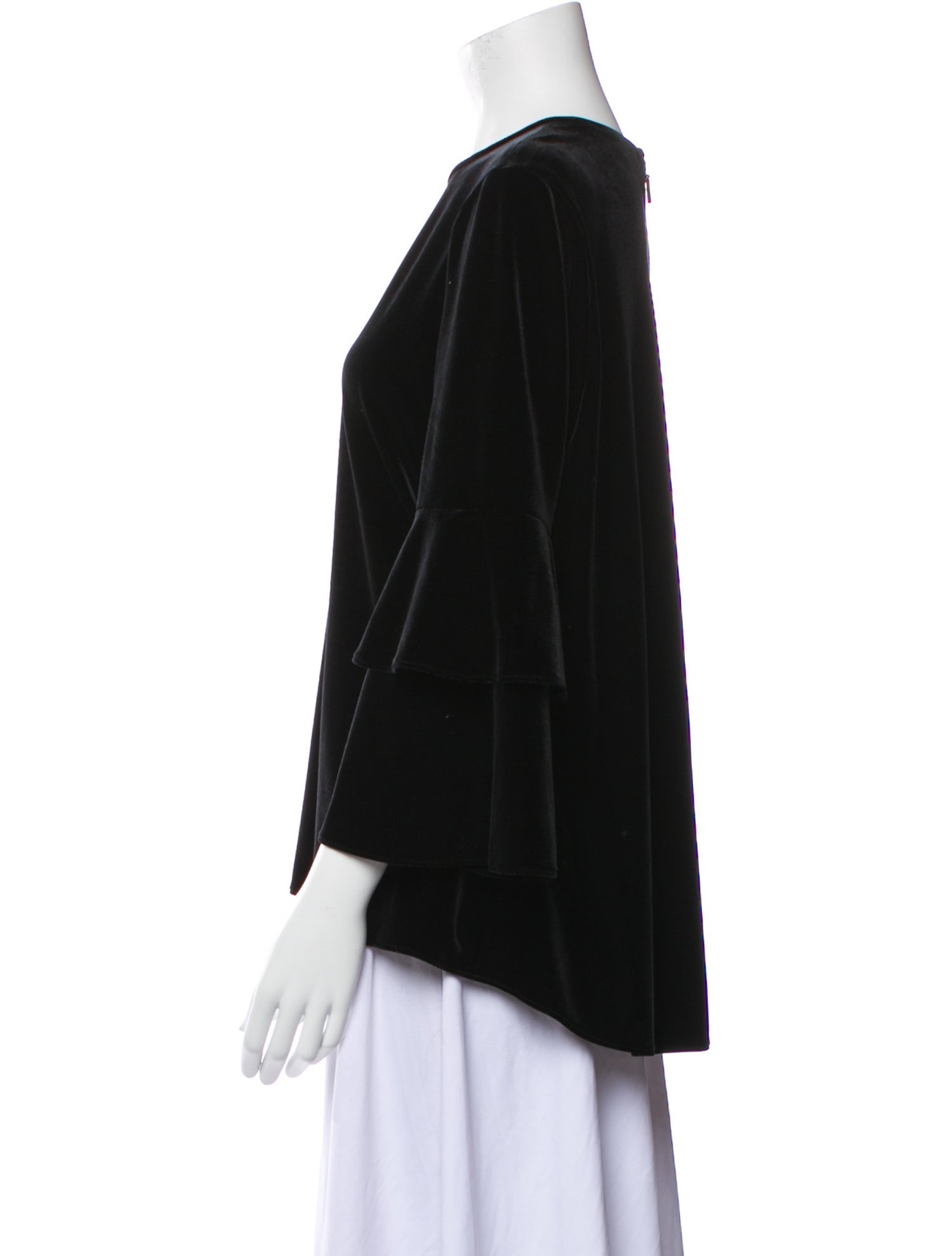 Tibi Crew Neck Three-Quarter Sleeve Blouse