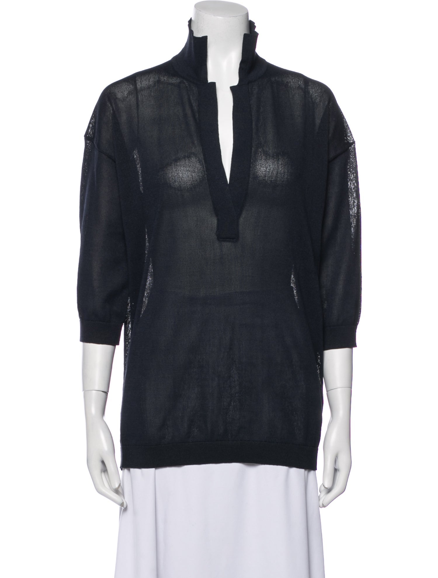 Tibi V-Neck Three-Quarter Sleeve Tunic