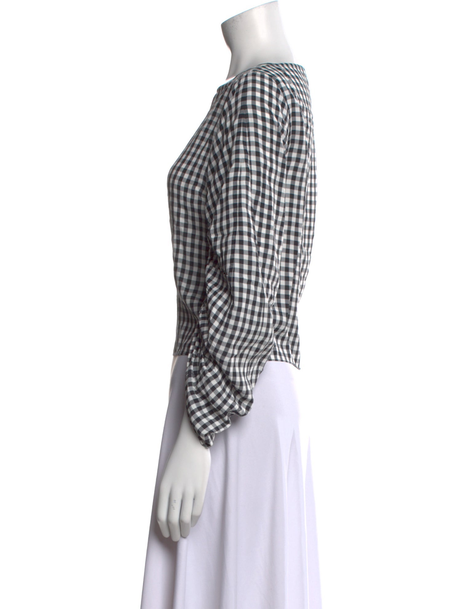 Tibi Plaid Print Square Neckline Crop Top