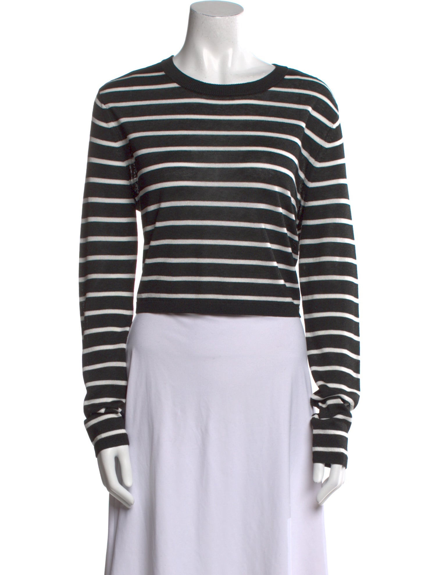 Tibi Striped Crew Neck Crop Top