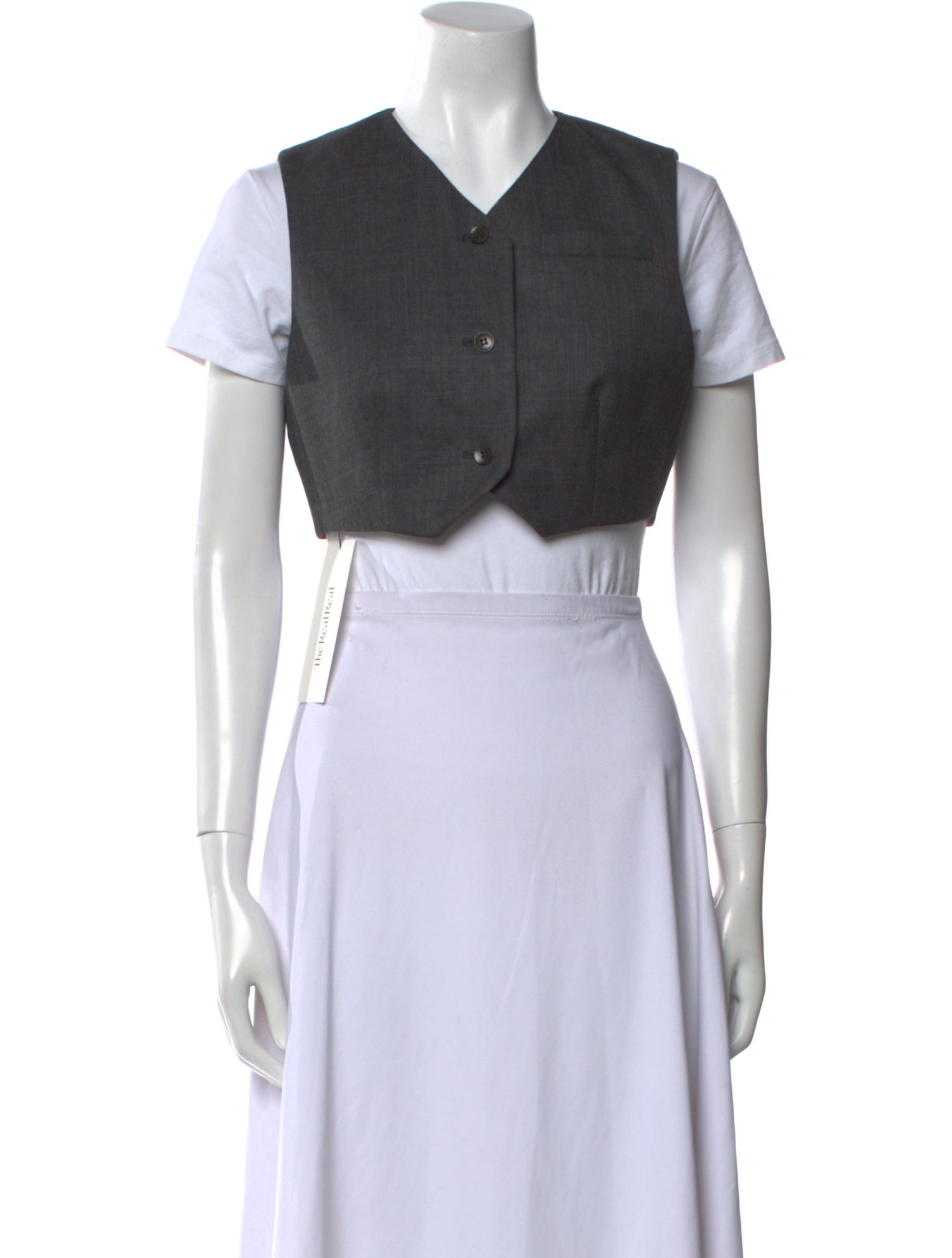 Tibi V-Neck Short Sleeve Crop Top