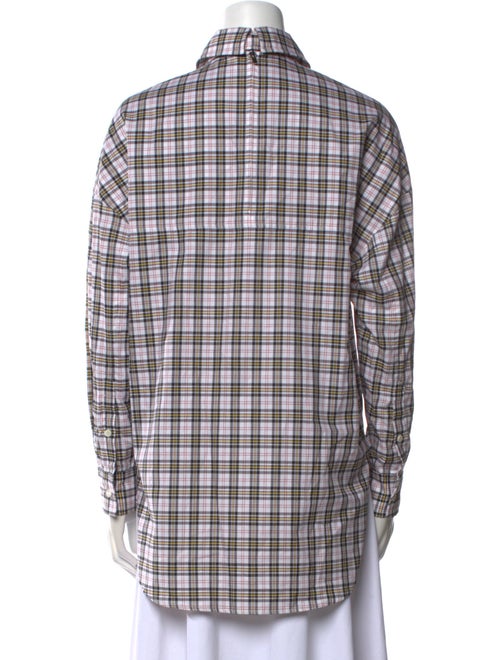 Tibi Plaid Print Long Sleeve Button-Up Top