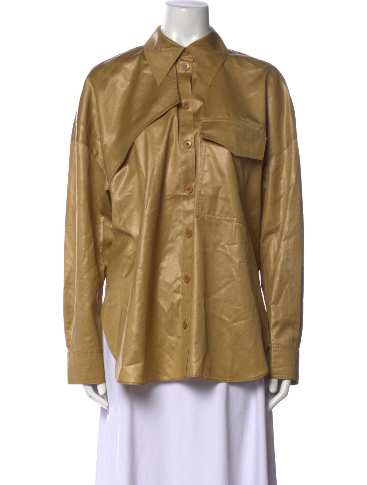 Tibi Long Sleeve Button-Up Top