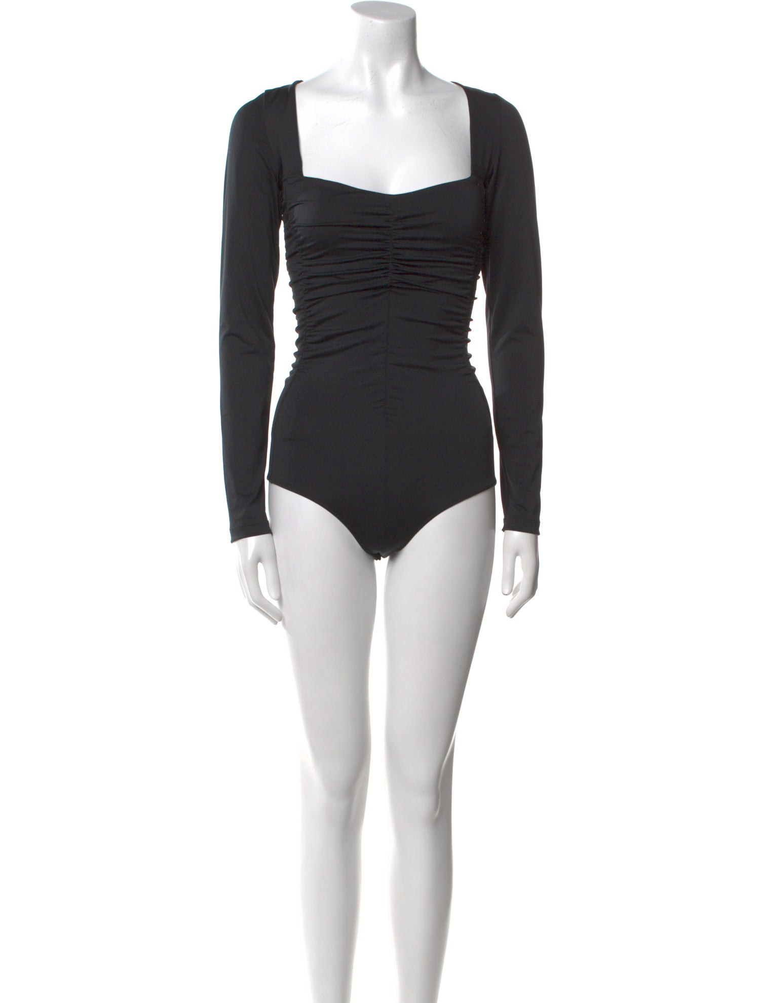 Tibi Square Neckline Long Sleeve Bodysuit