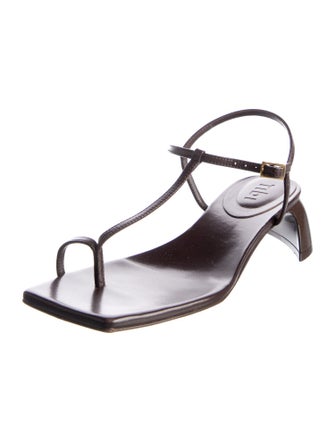Tibi Leather T-Strap Sandals
