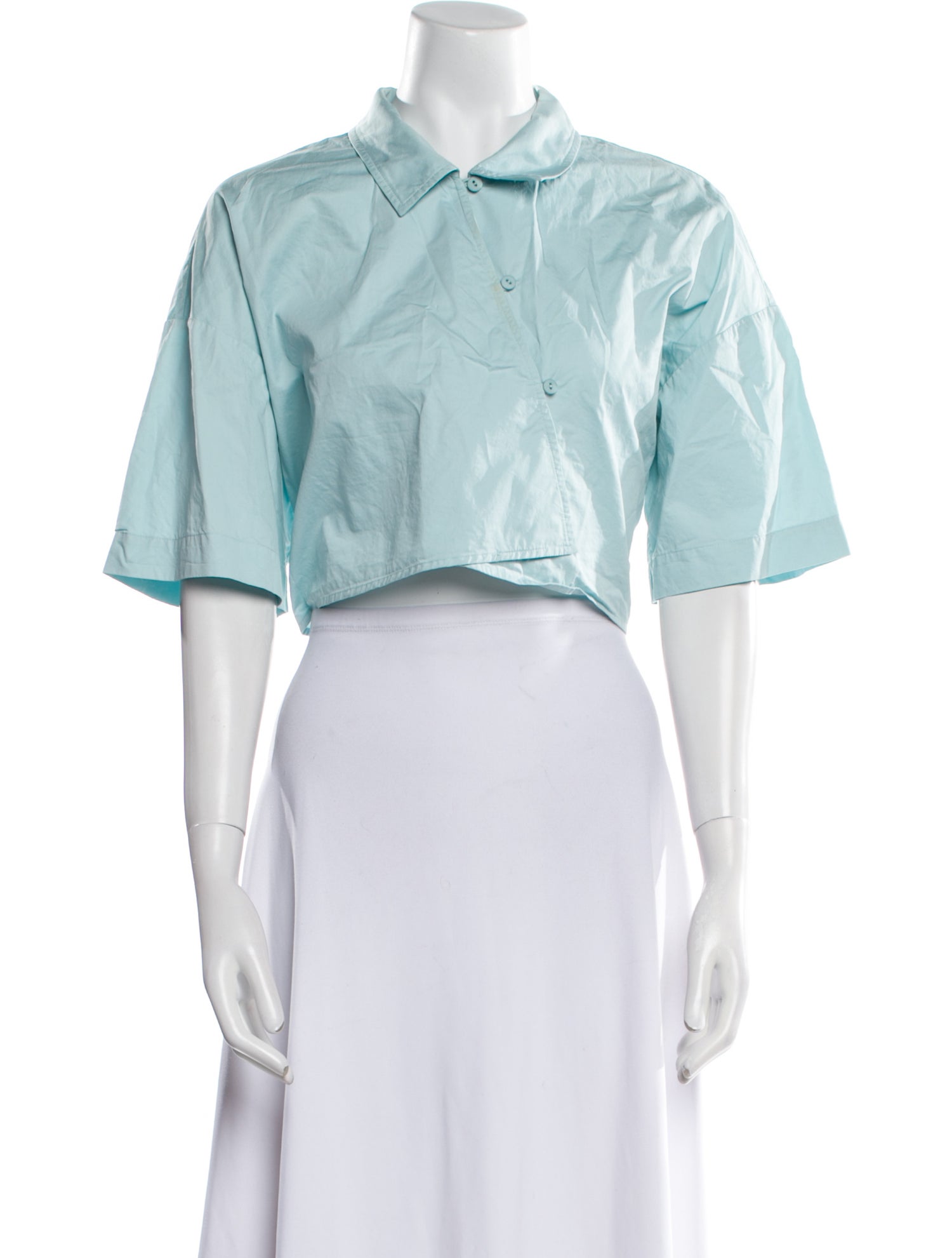 Tibi Three-Quarter Sleeve Crop Top