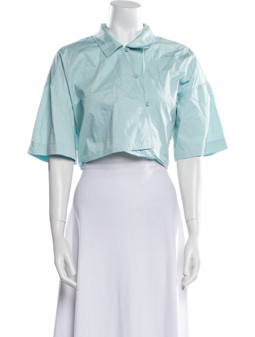 Tibi Three-Quarter Sleeve Crop Top