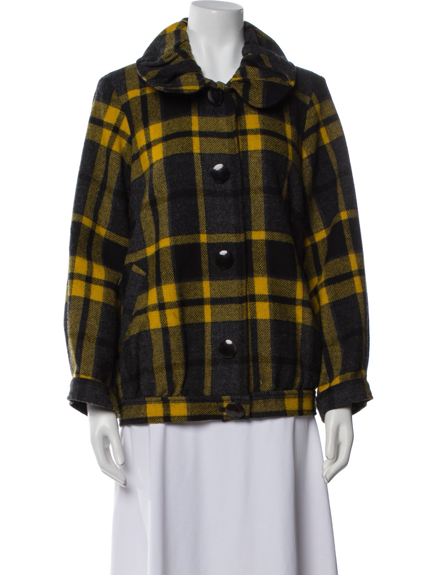 Tibi Wool Plaid Print Jacket