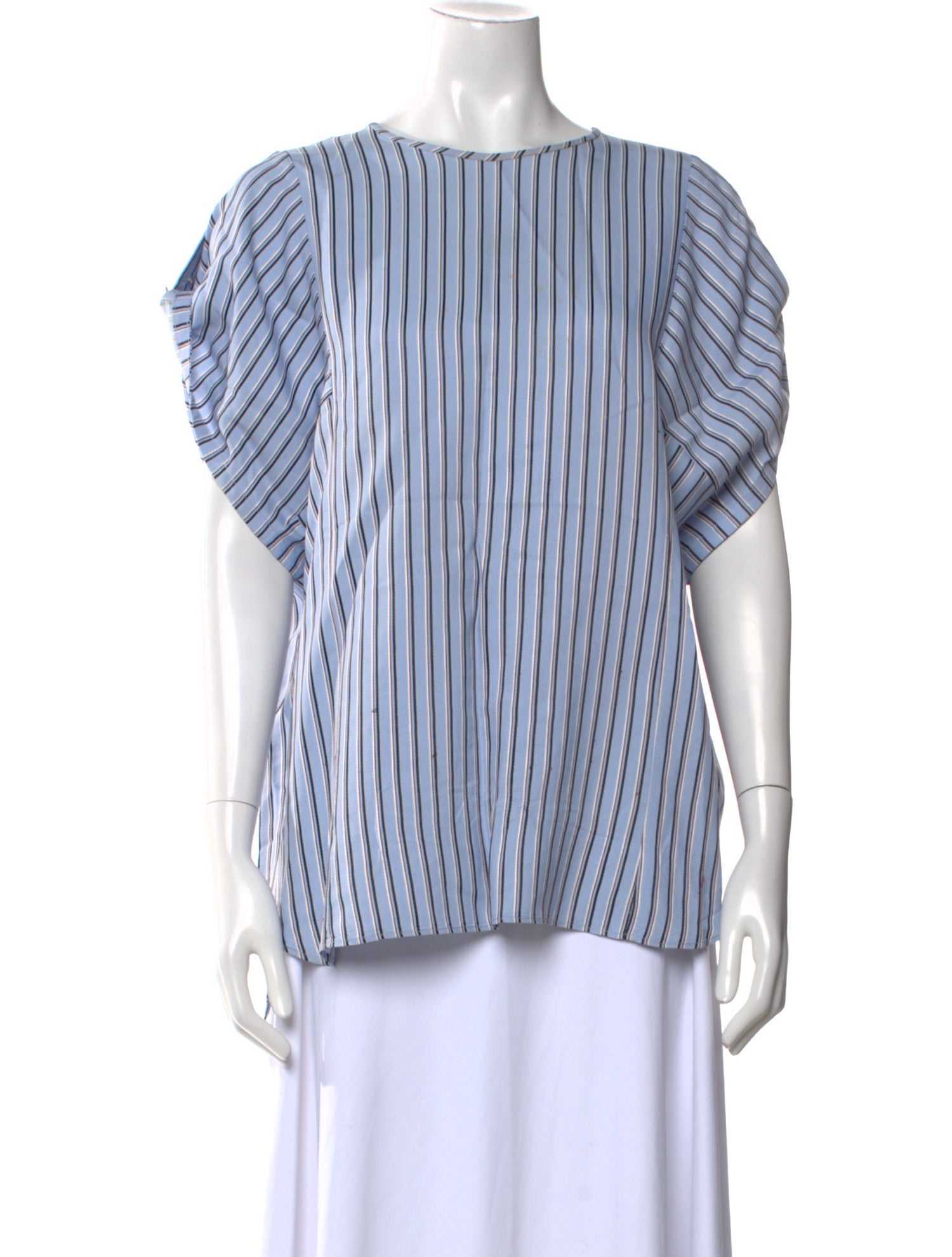 Tibi Striped Bateau Neckline Blouse