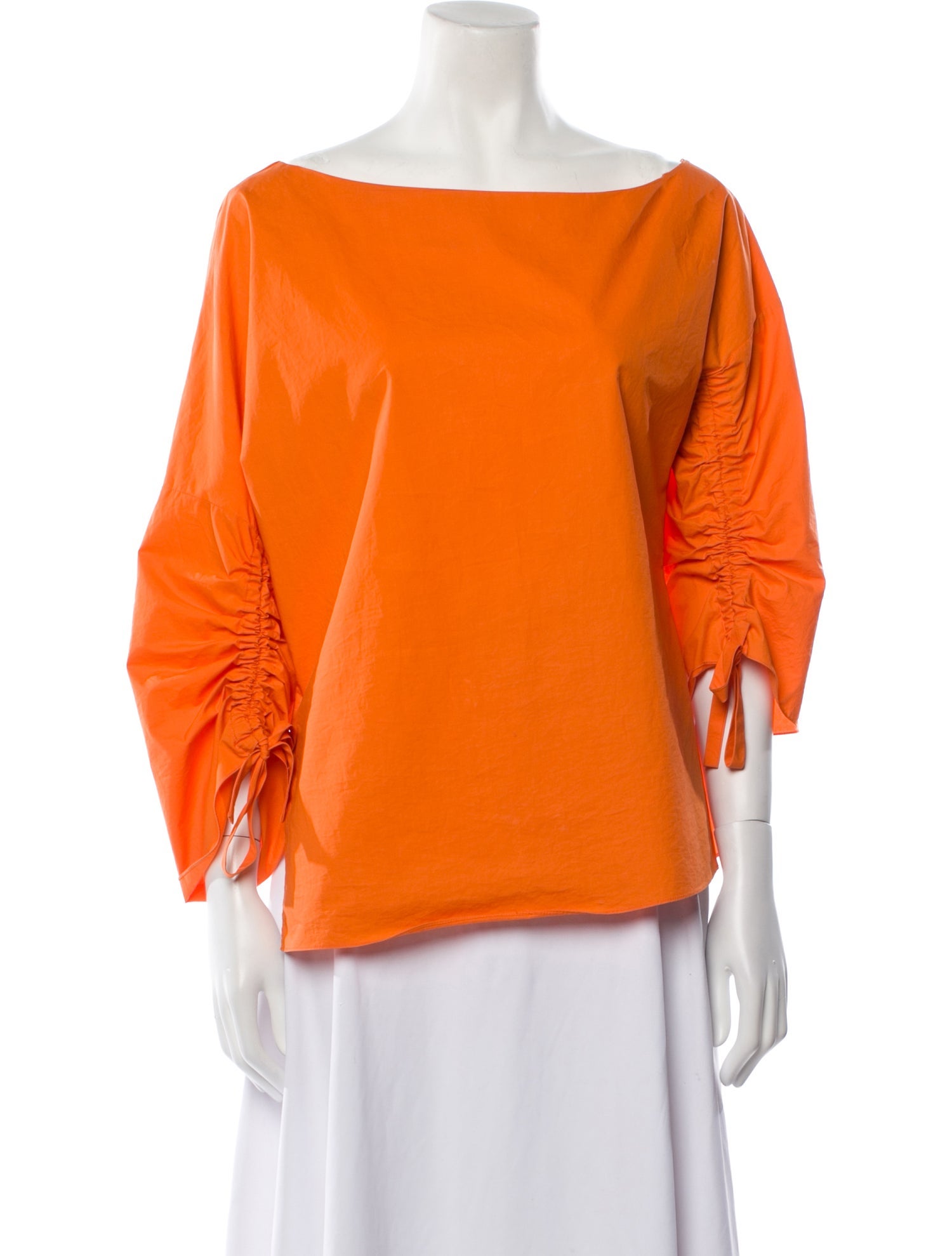 Tibi Bateau Neckline Three-Quarter Sleeve Blouse