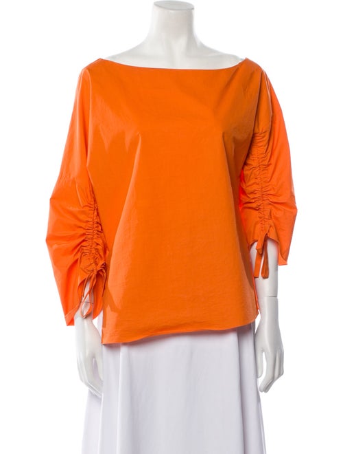 Tibi Bateau Neckline Three-Quarter Sleeve Blouse