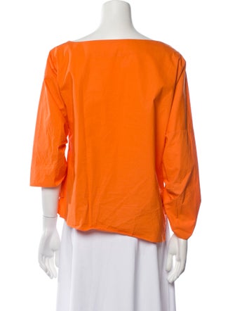 Tibi Bateau Neckline Three-Quarter Sleeve Blouse