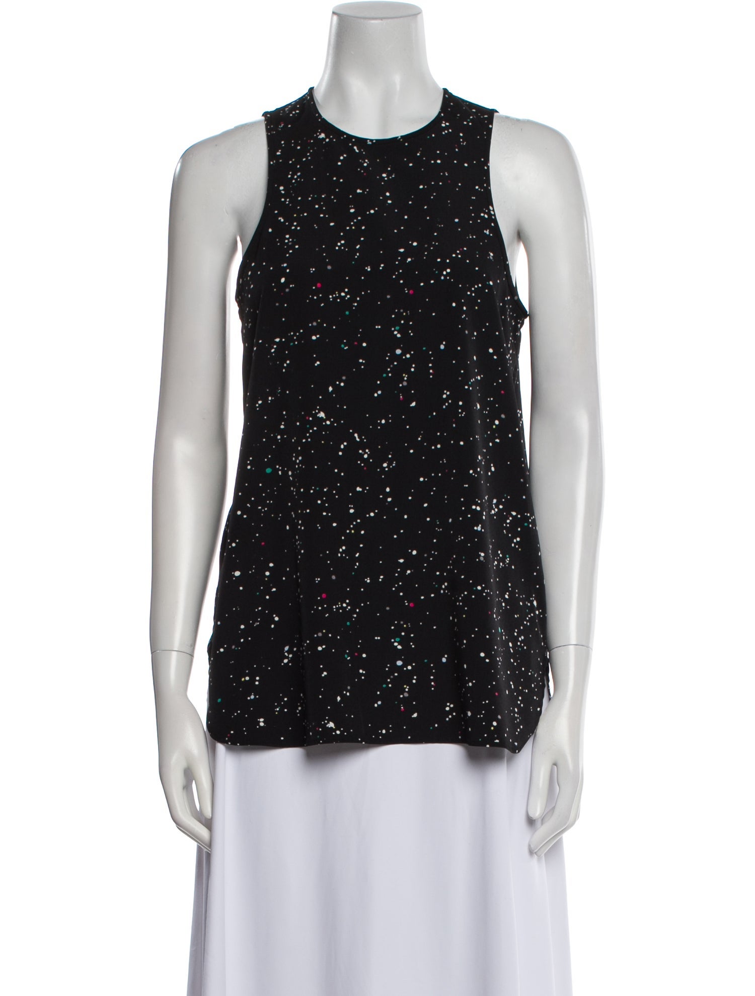 Tibi Polka Dot Print Crew Neck Top