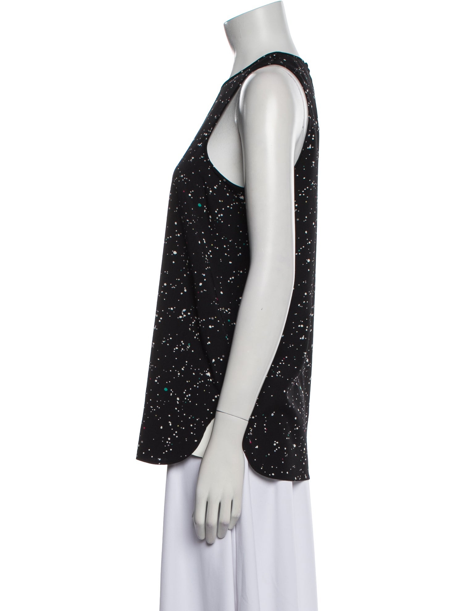 Tibi Polka Dot Print Crew Neck Top