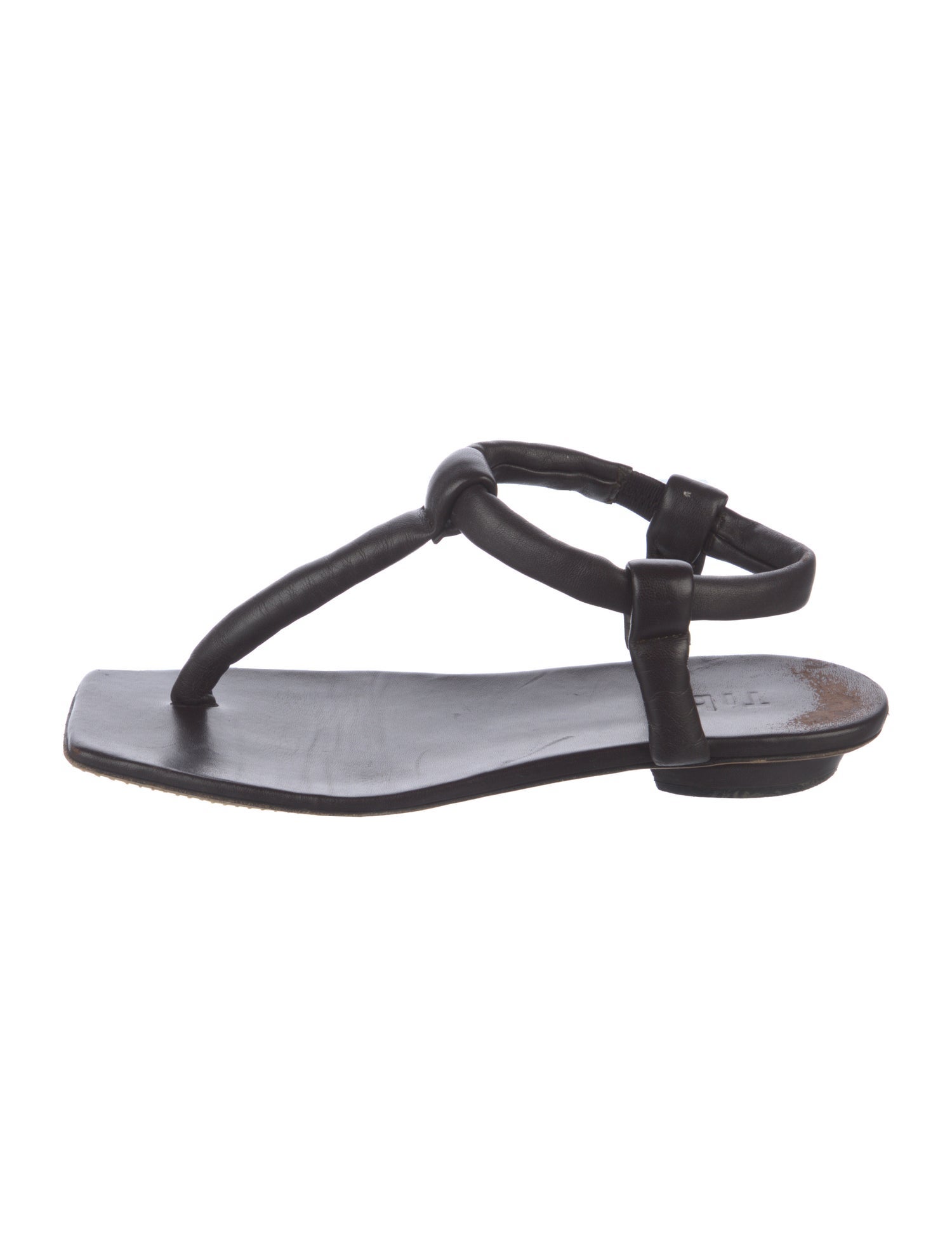 Tibi Leather T-Strap Sandals