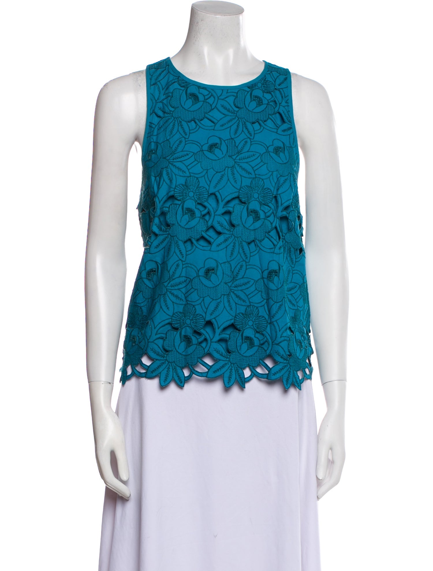 Tibi Lace Pattern Crew Neck Top