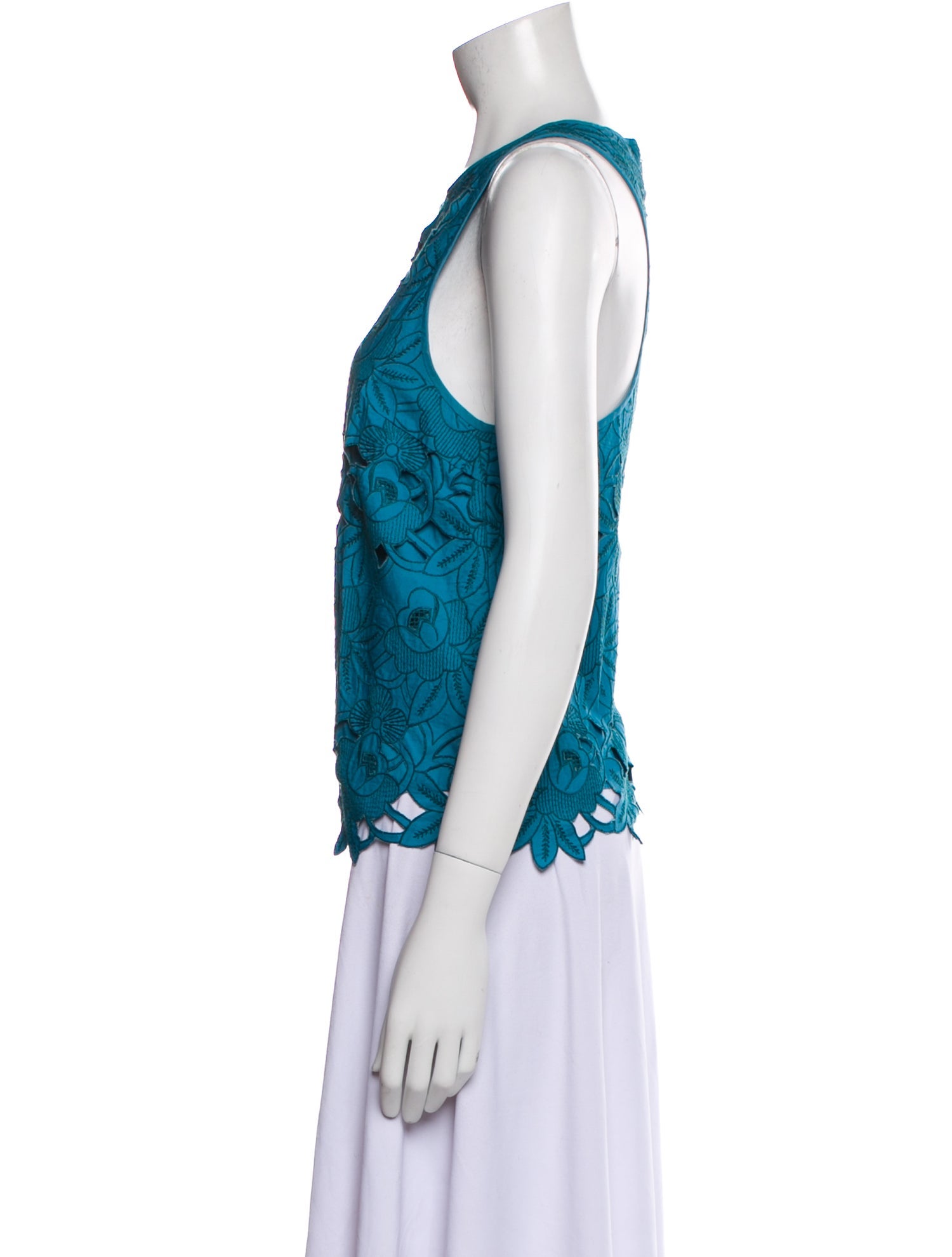 Tibi Lace Pattern Crew Neck Top