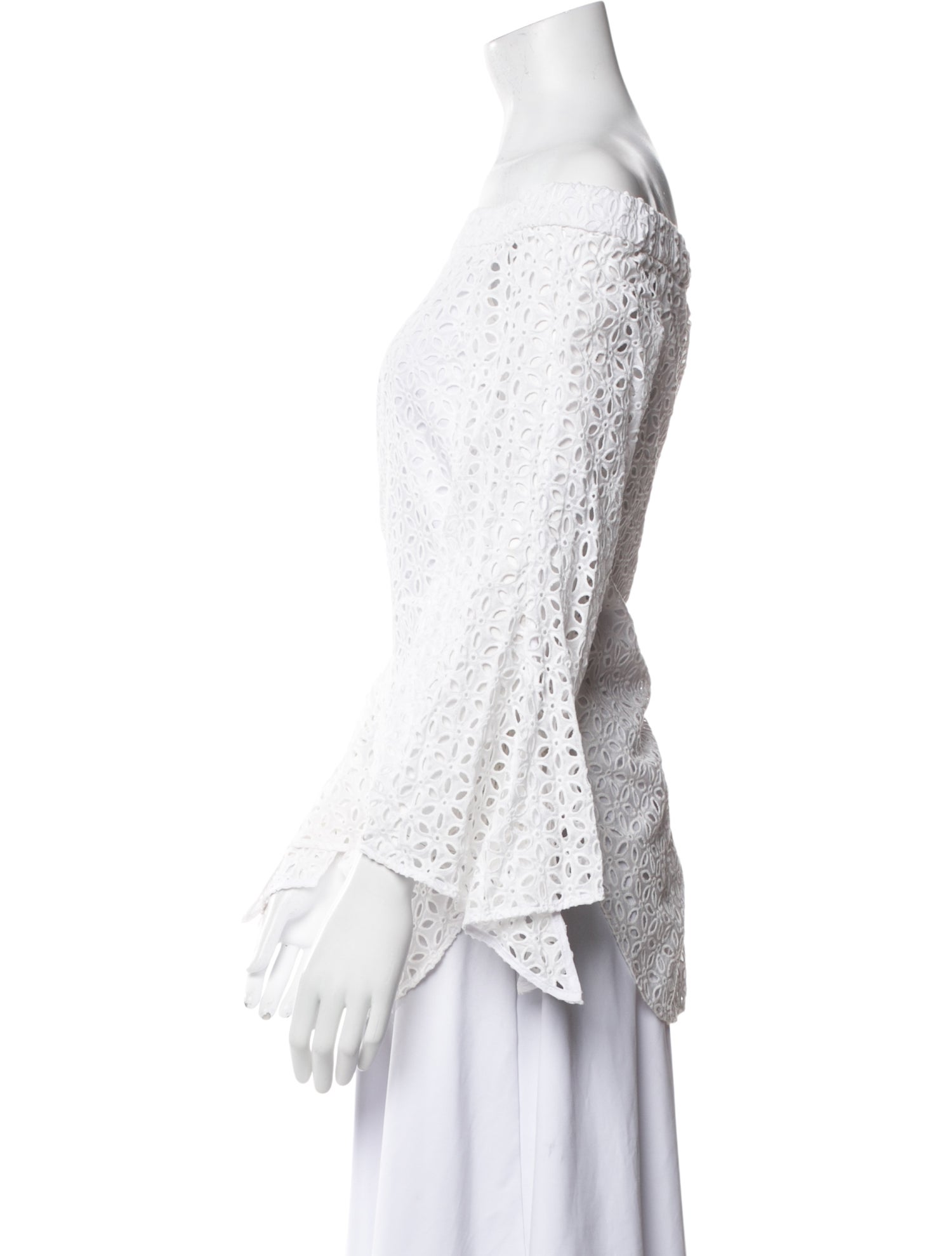 Tibi Off-The-Shoulder Three-Quarter Sleeve Blouse