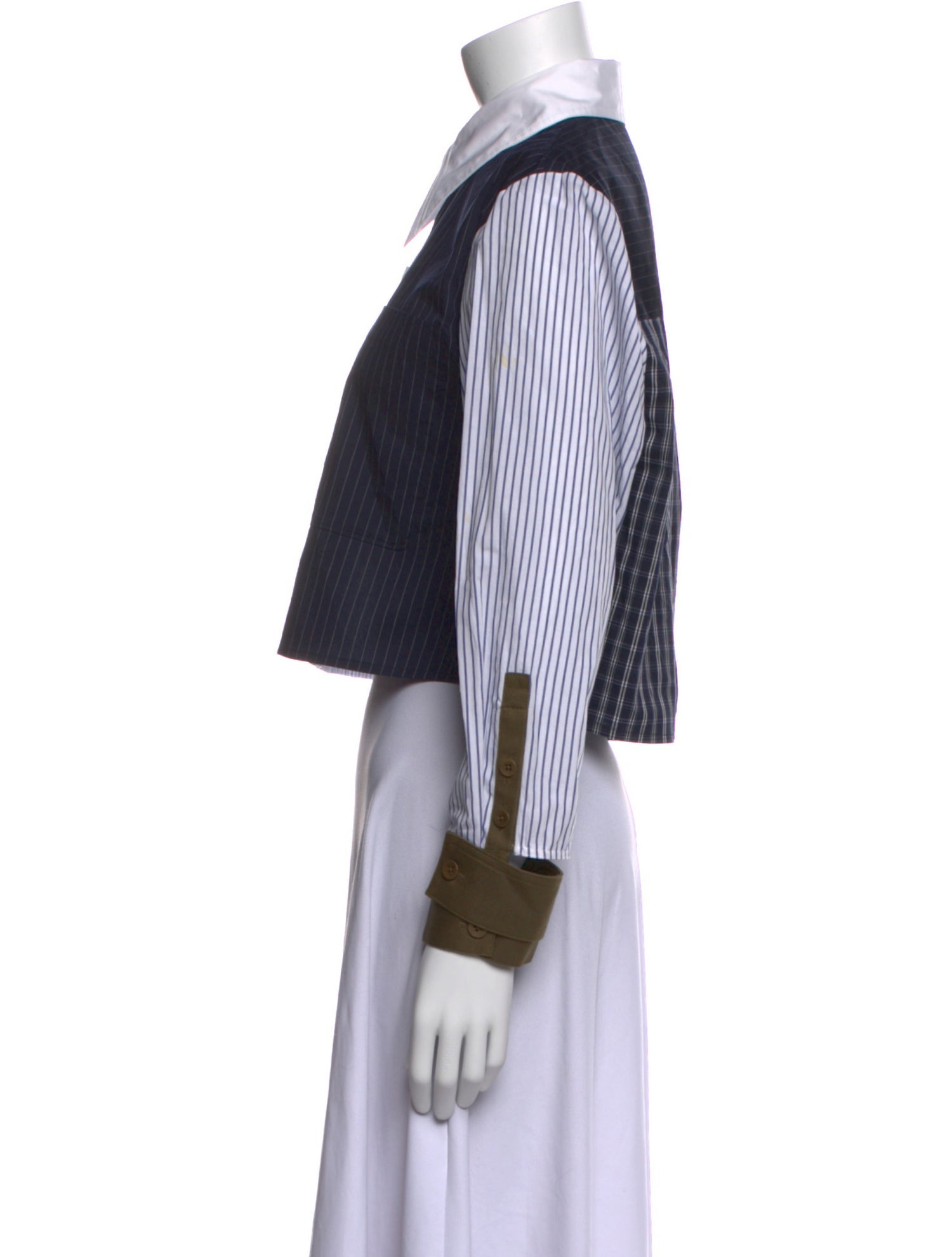 Tibi Striped Long Sleeve Button-Up Top