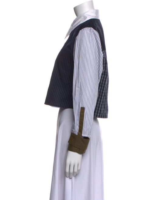 Tibi Striped Long Sleeve Button-Up Top