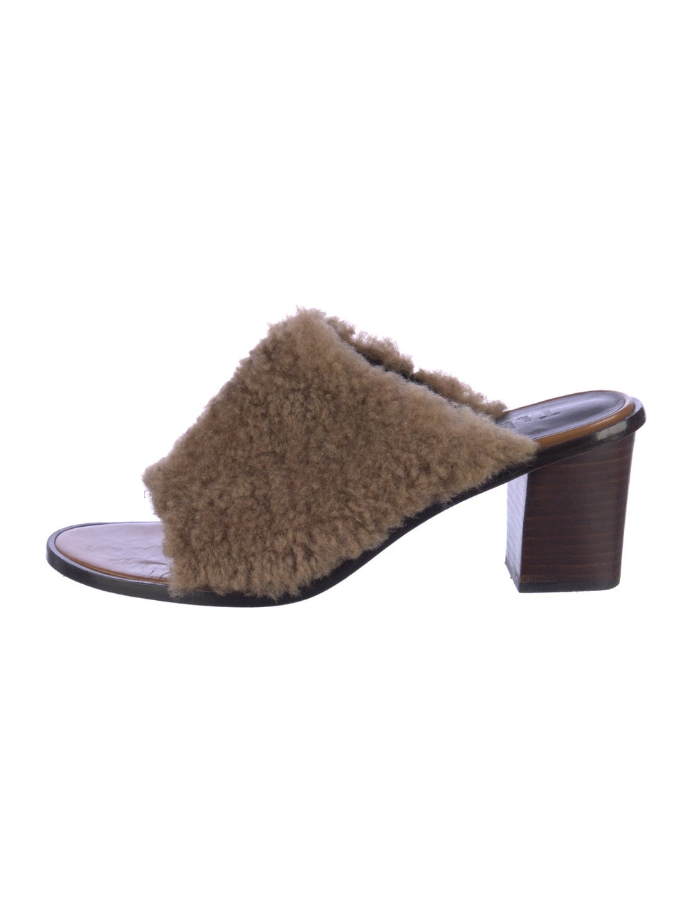 Tibi Shearling Slides Brown - image 1