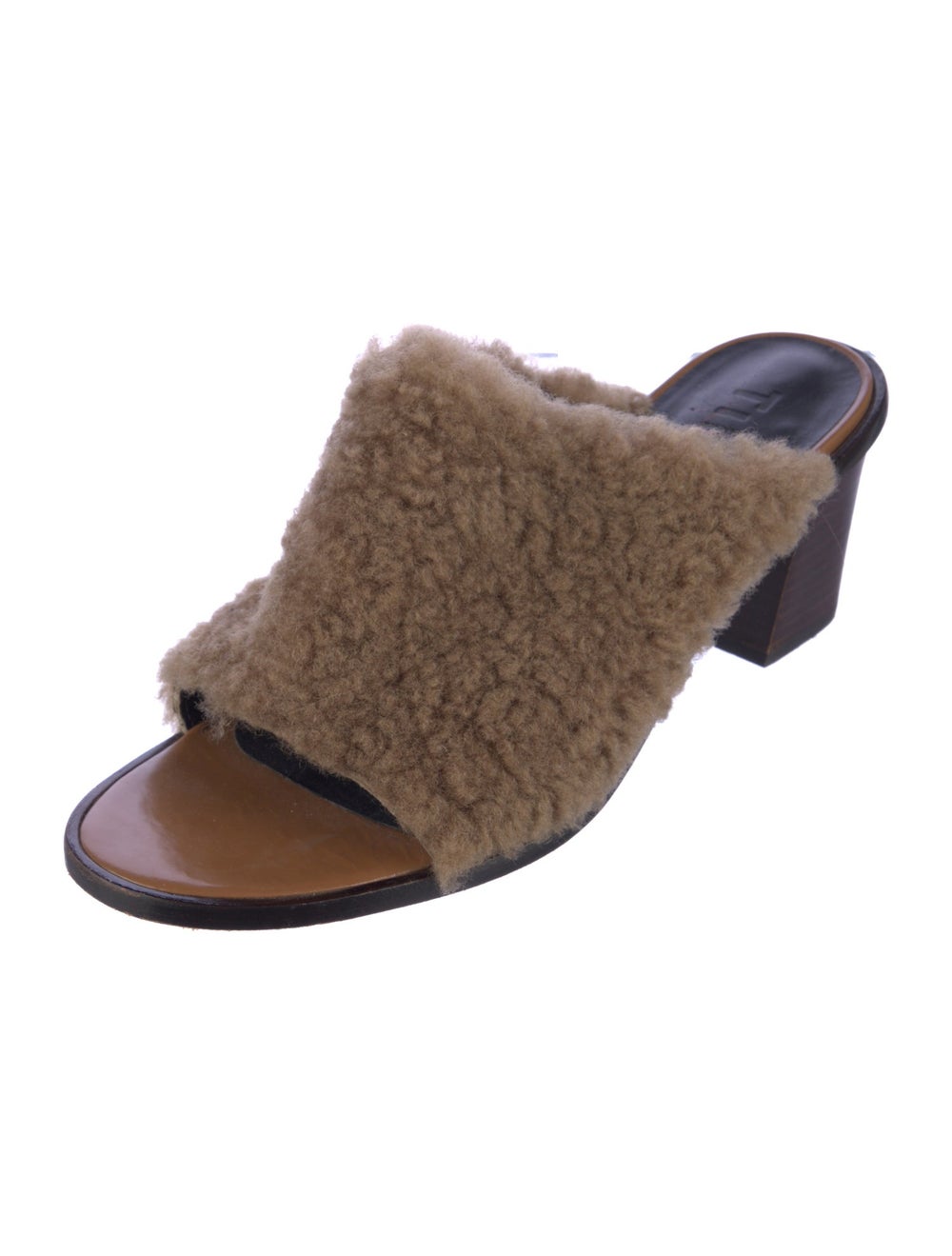 Tibi Shearling Slides Brown - image 2