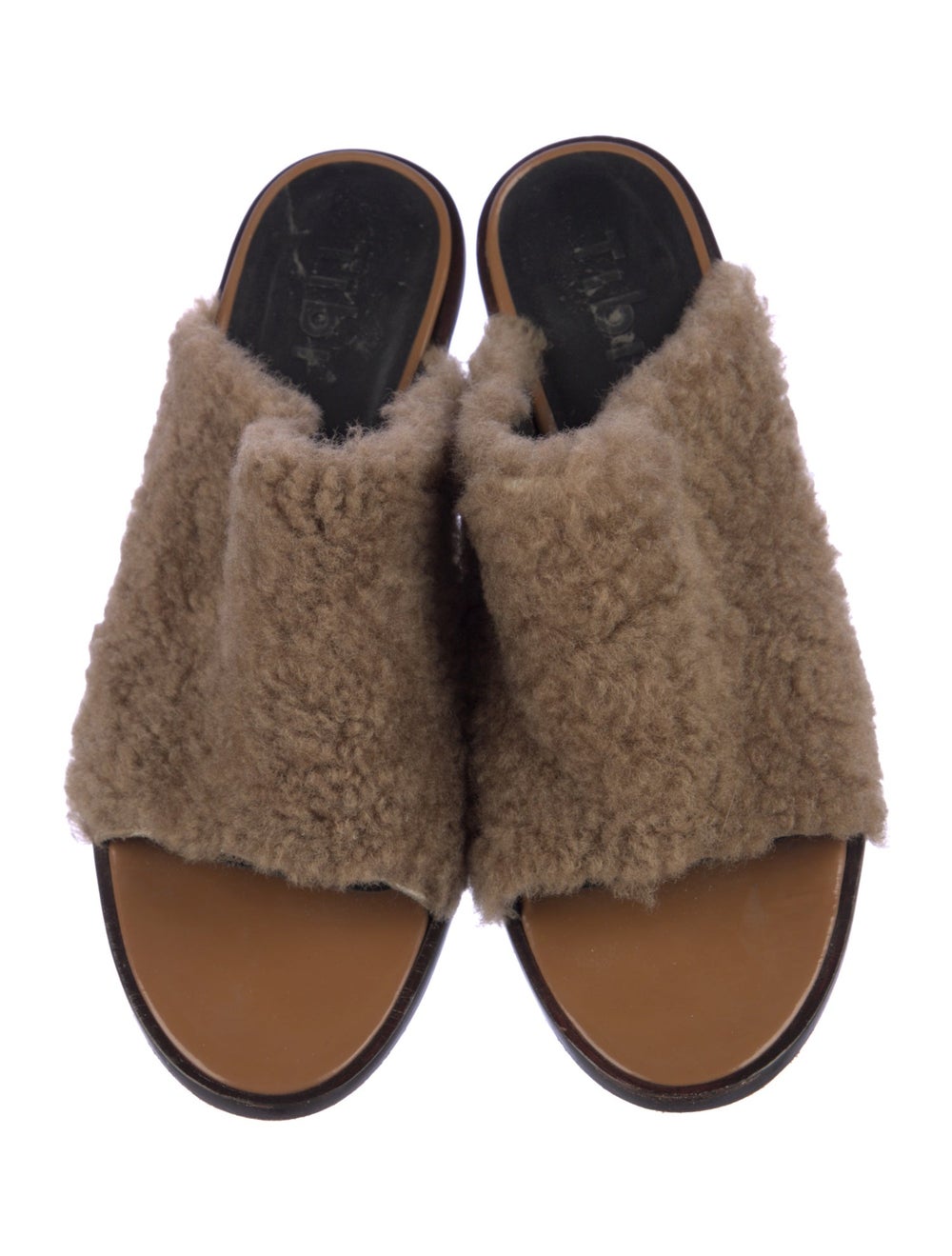 Tibi Shearling Slides Brown - image 3