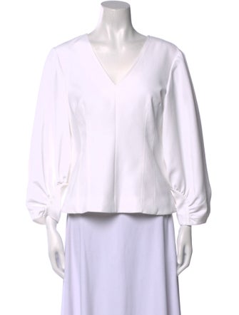 Tibi V-Neck Three-Quarter Sleeve Blouse
