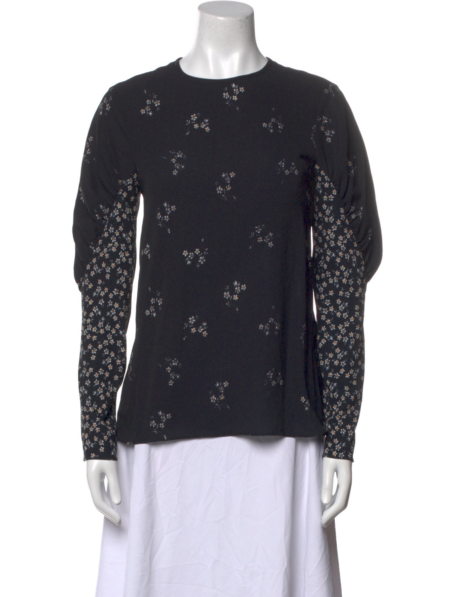 Tibi Silk Floral Print Sweatshirt