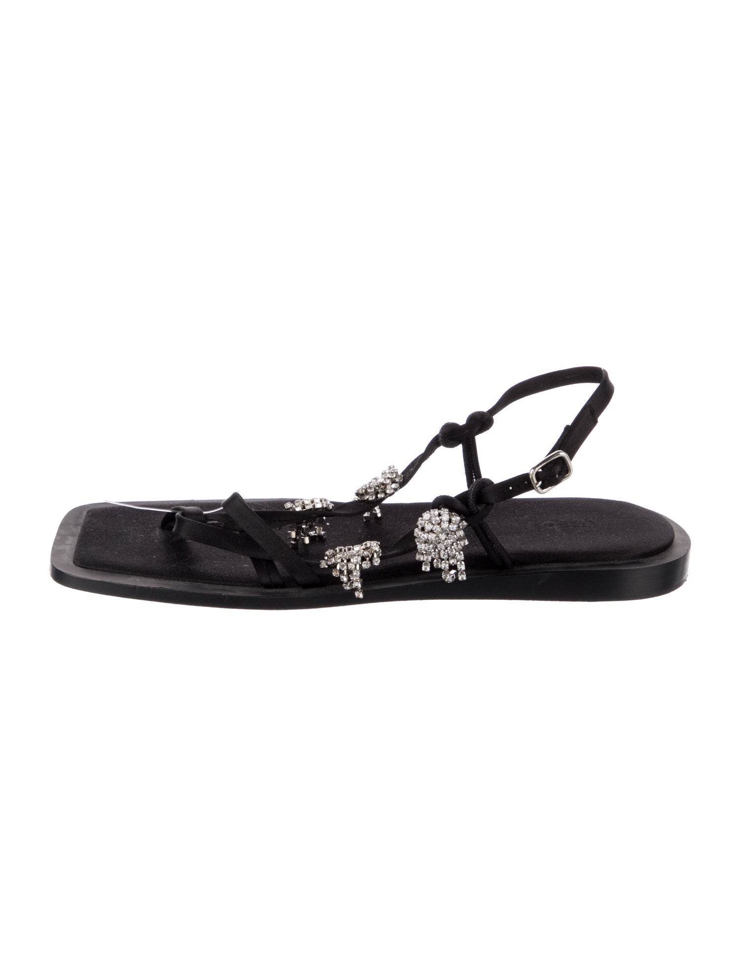 Tibi Satin Crystal Embellishments Slingback Sandals