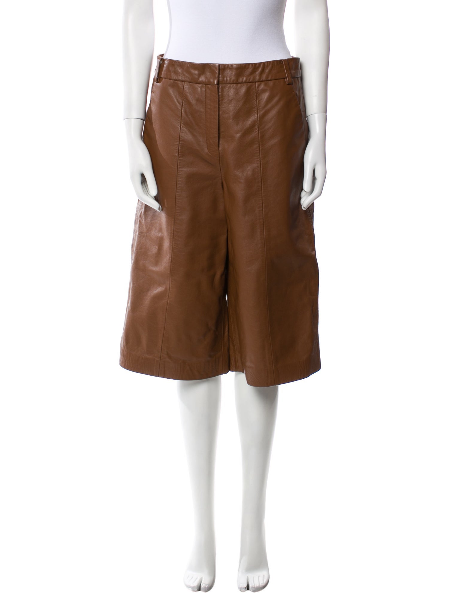 Tibi Leather Knee-Length Shorts