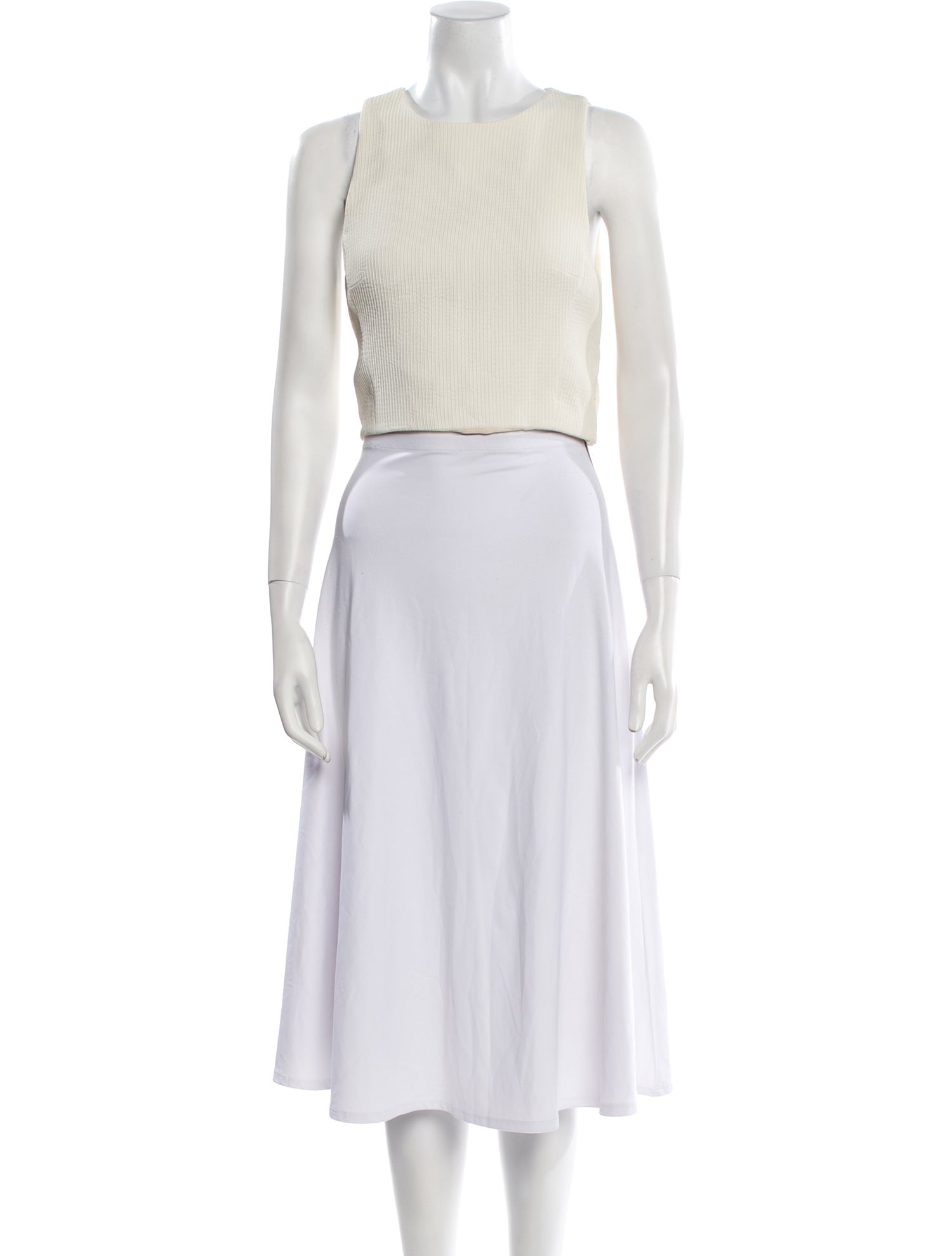 Tibi Crew Neck Sleeveless Crop Top