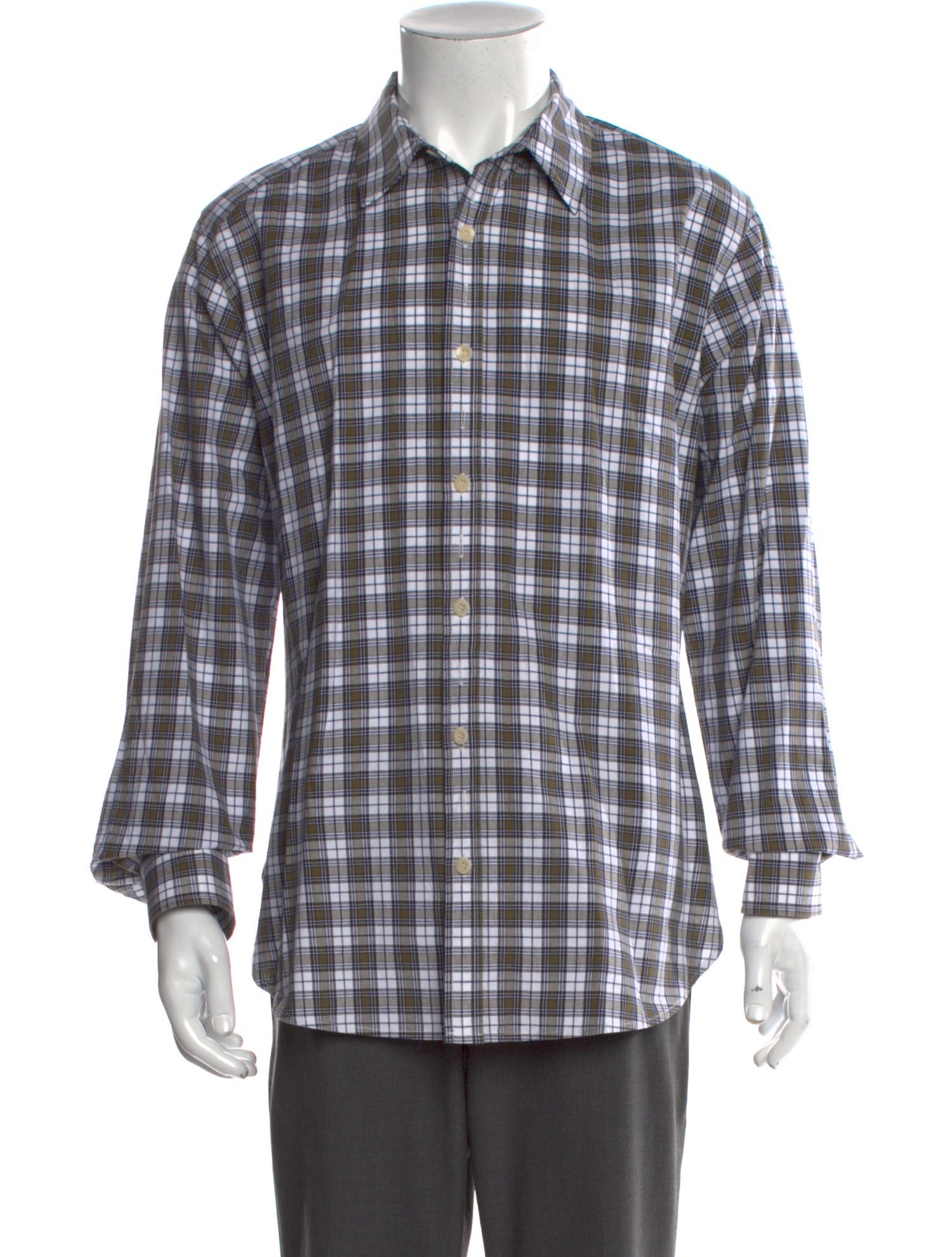 Tibi Plaid Print Long Sleeve Shirt