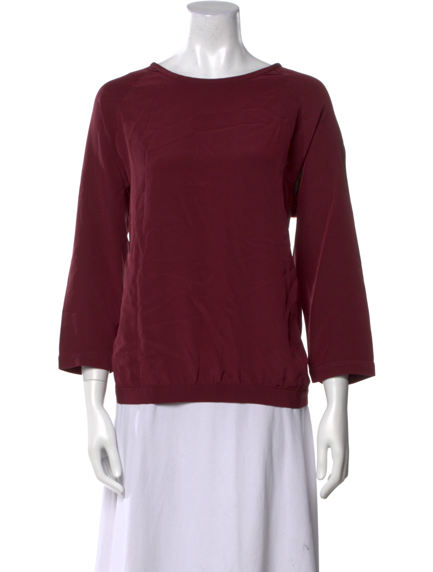 Tibi Silk Bateau Neckline Top