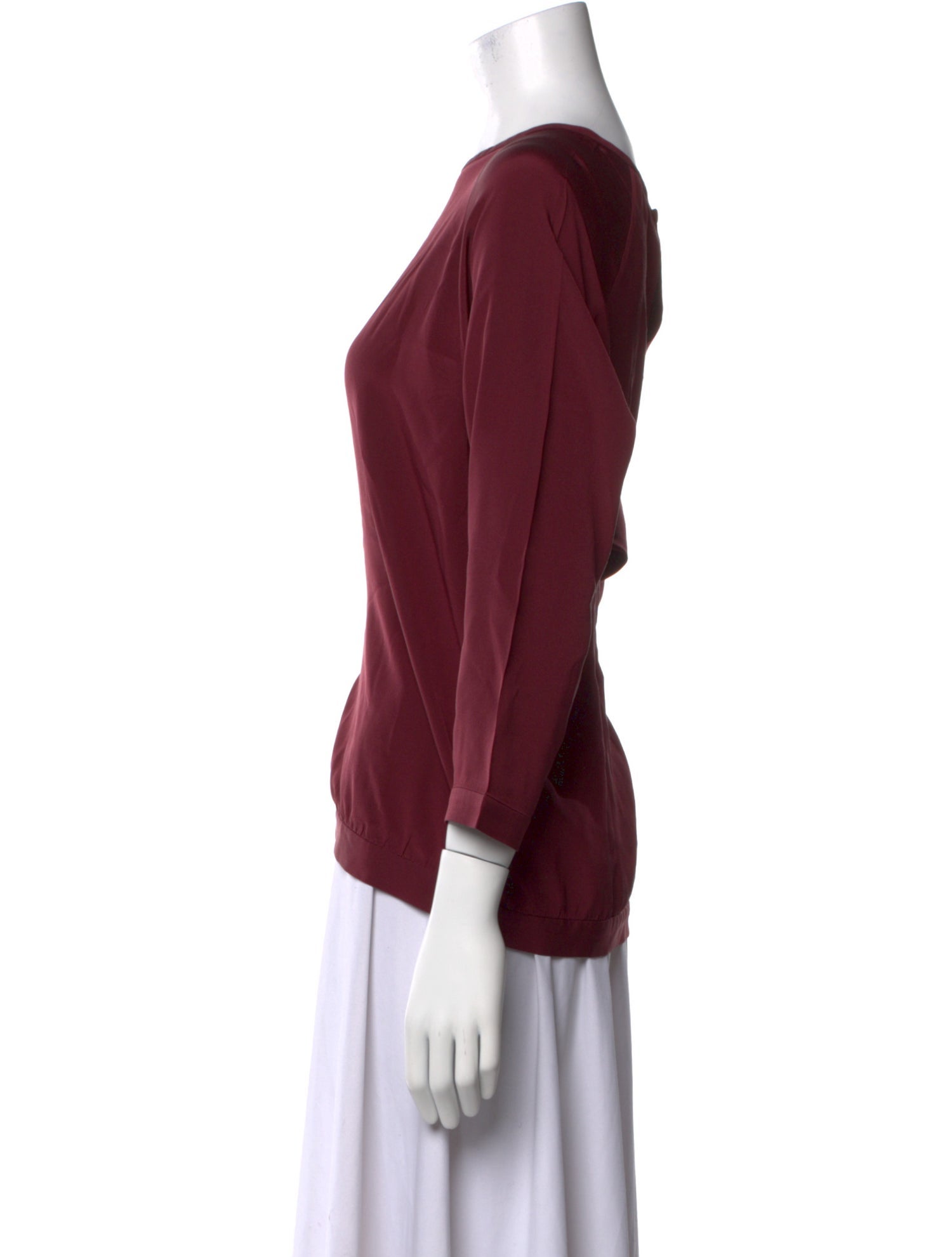 Tibi Silk Bateau Neckline Top