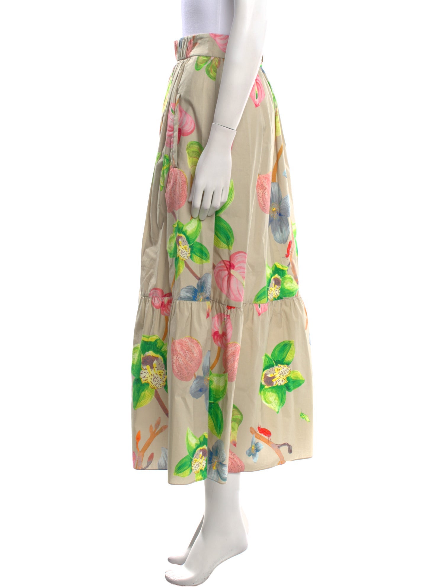 Tibi Floral Print Long Skirt