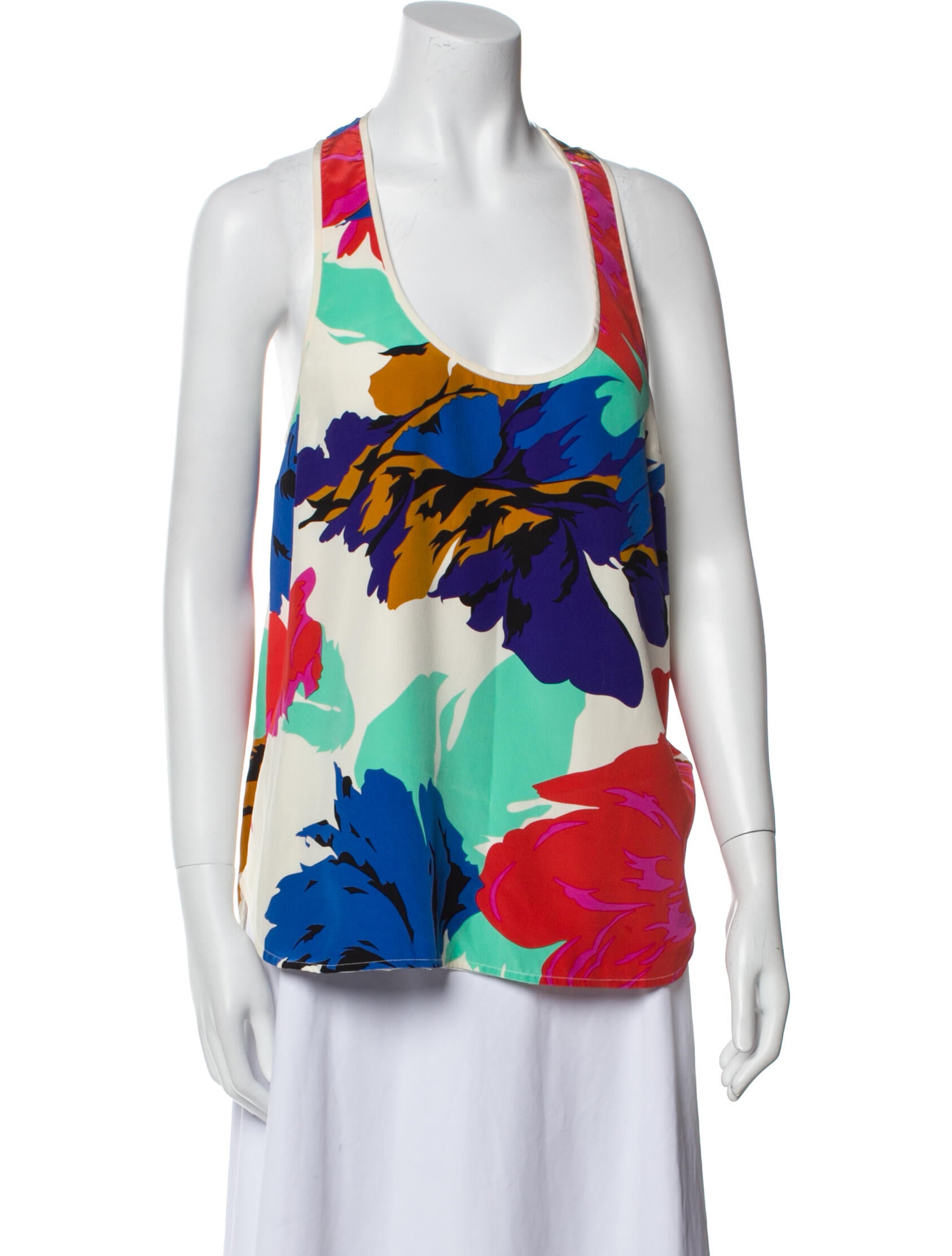 Tibi Silk Floral Print Top