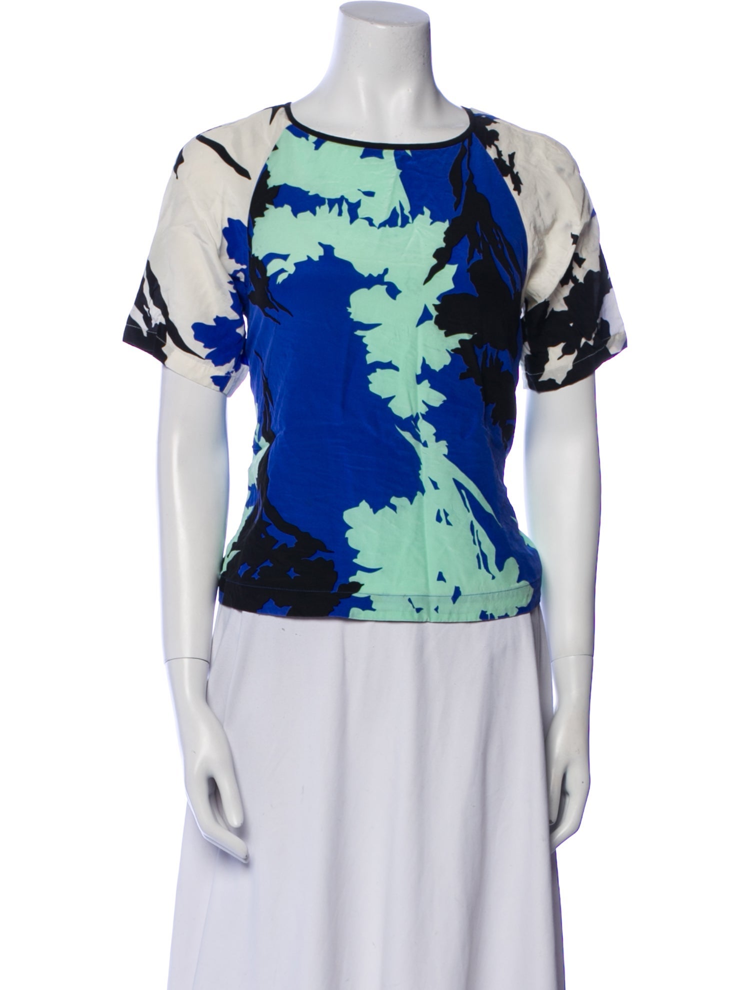 Tibi Silk Floral Print T-Shirt