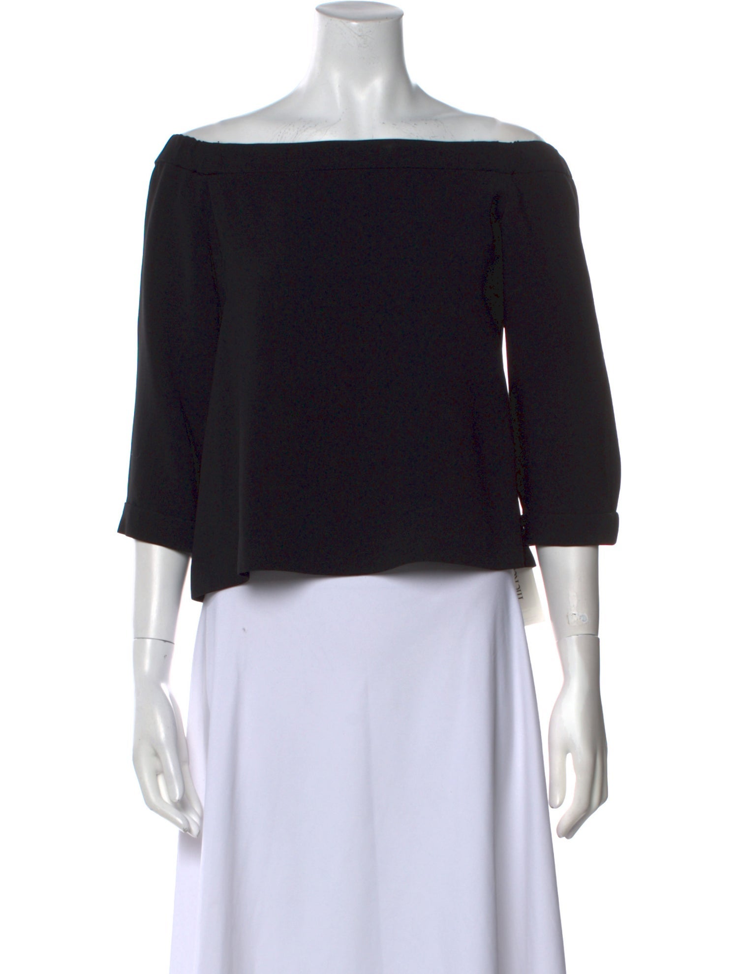 Tibi Off-The-Shoulder Three-Quarter Sleeve Crop Top