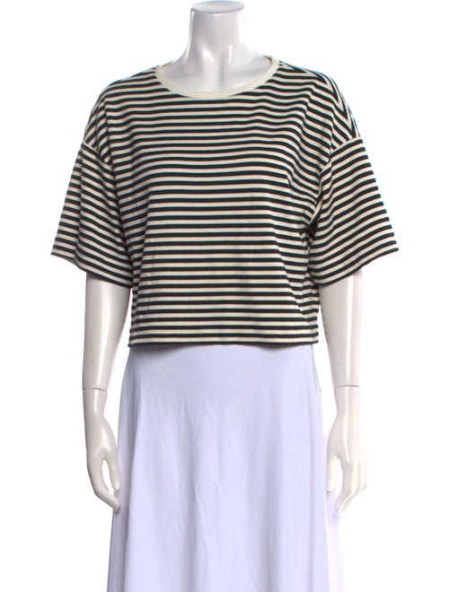 Tibi Striped Bateau Neckline Crop Top
