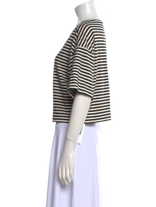 Tibi Striped Bateau Neckline Crop Top