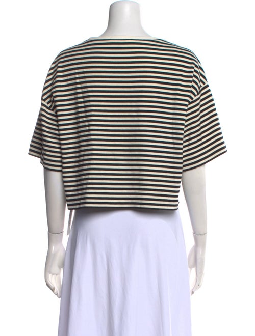 Tibi Striped Bateau Neckline Crop Top