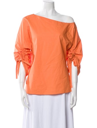 Tibi Bateau Neckline Three-Quarter Sleeve Blouse