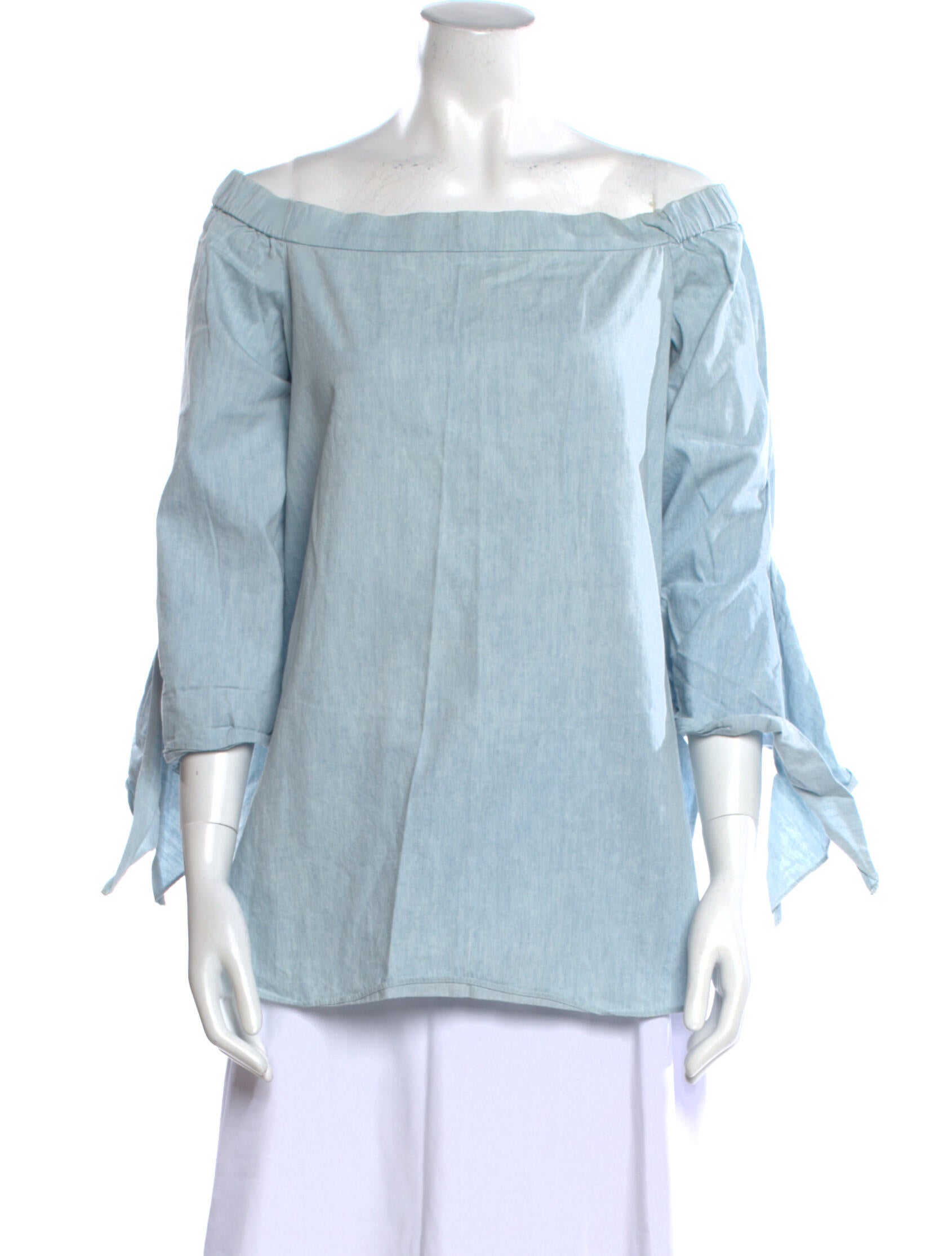 Tibi Off-The-Shoulder Three-Quarter Sleeve Blouse