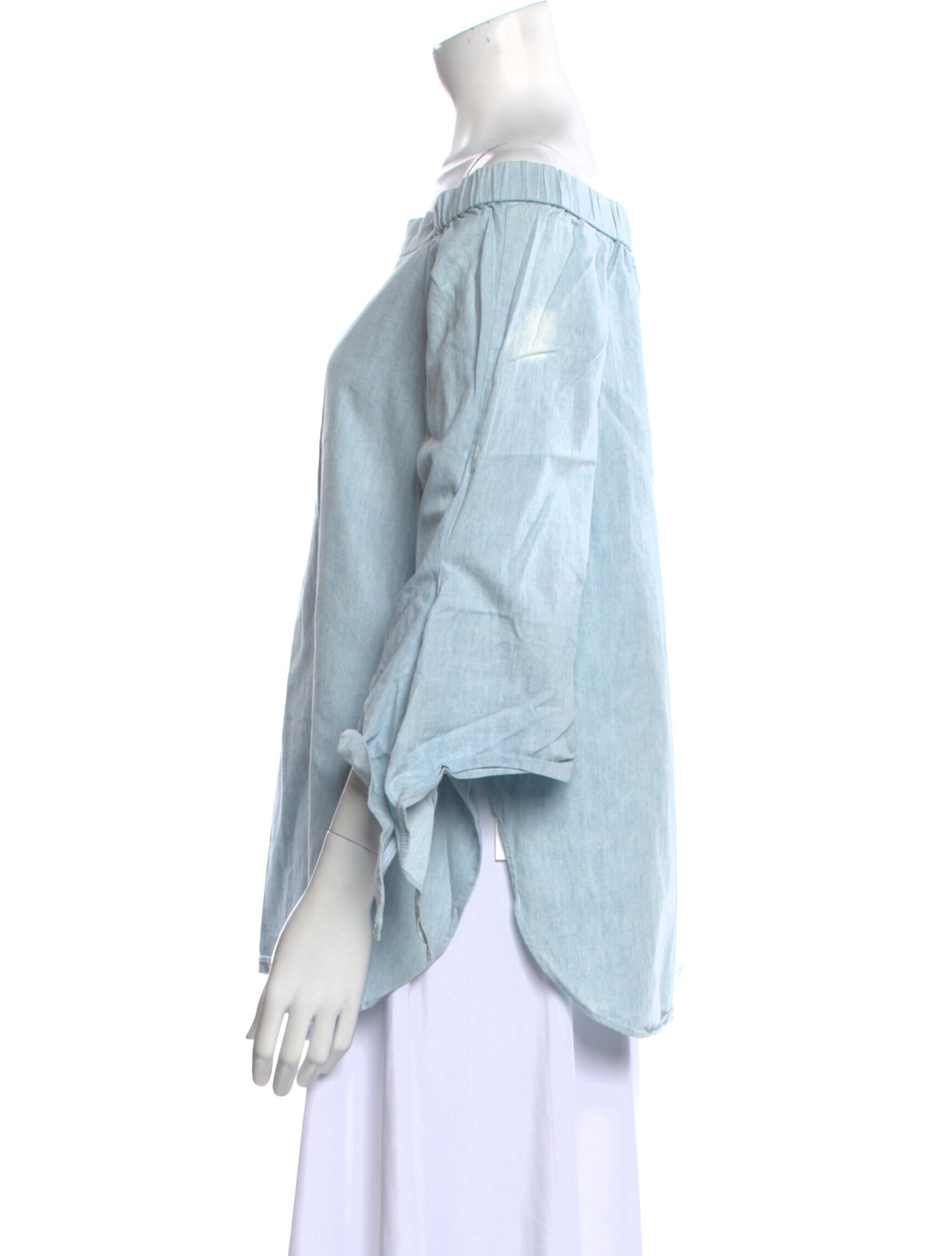 Tibi Off-The-Shoulder Three-Quarter Sleeve Blouse