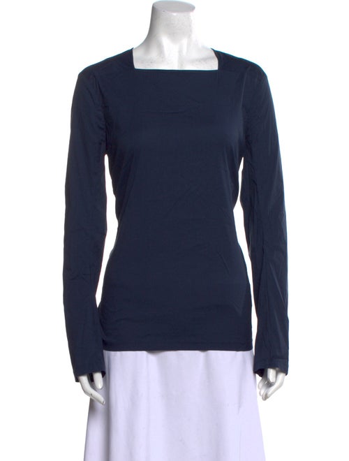 Tibi Square Neckline Long Sleeve Top