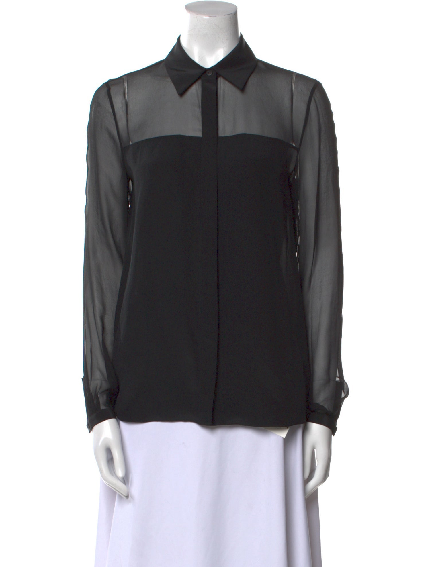 Tibi Silk Long Sleeve Button-Up Top