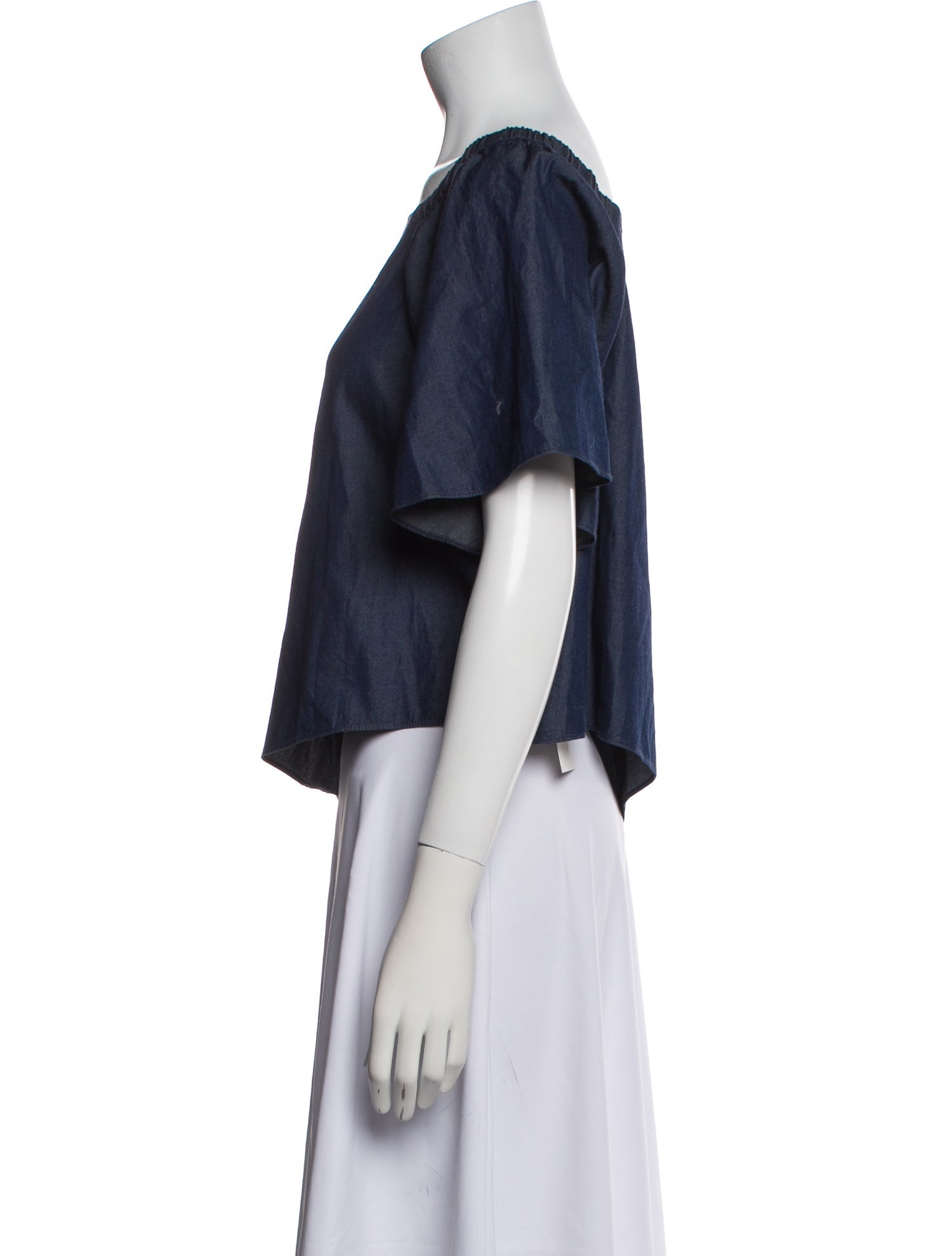 Tibi Bateau Neckline Three-Quarter Sleeve Crop Top