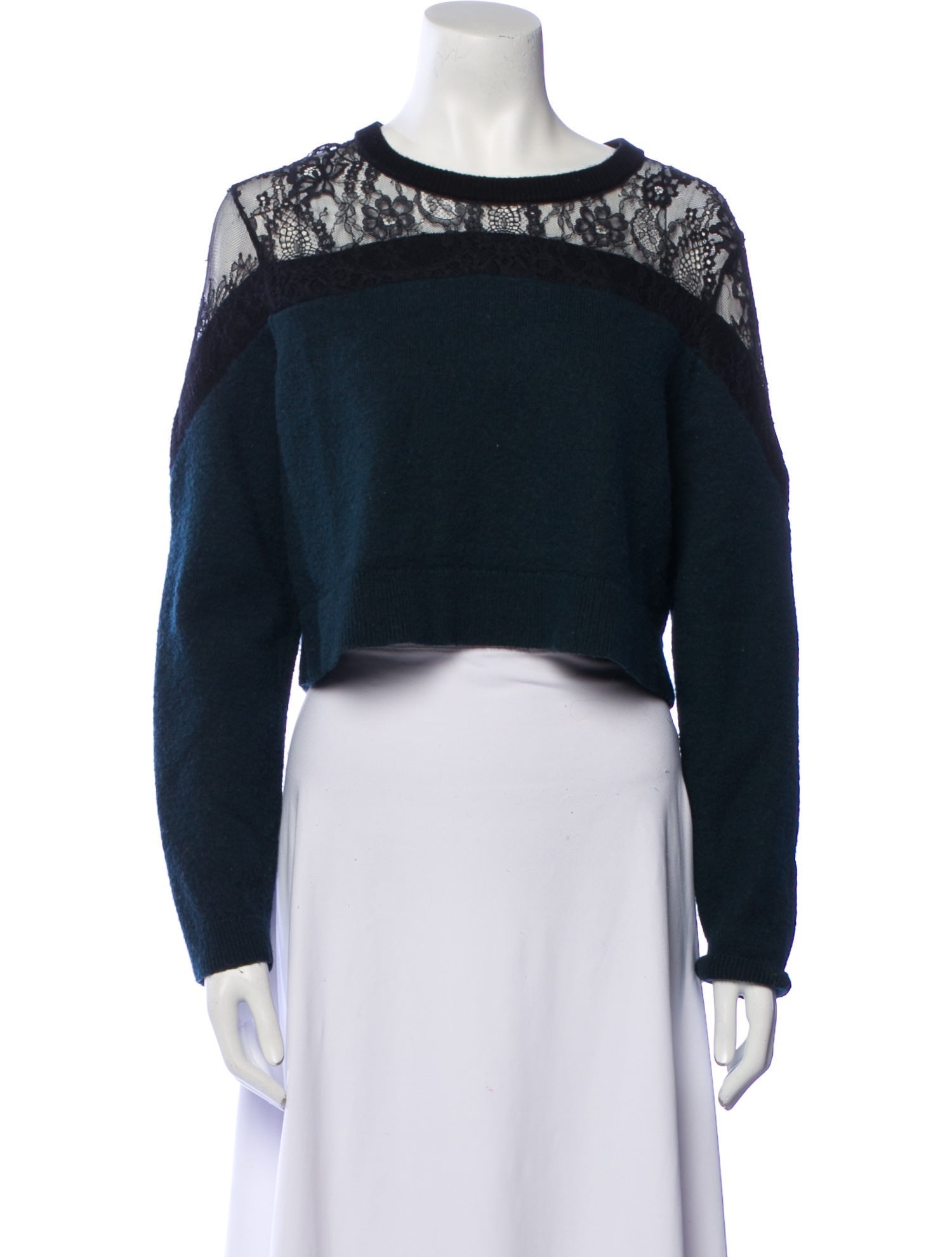 Tibi Lace Pattern Crew Neck Sweater