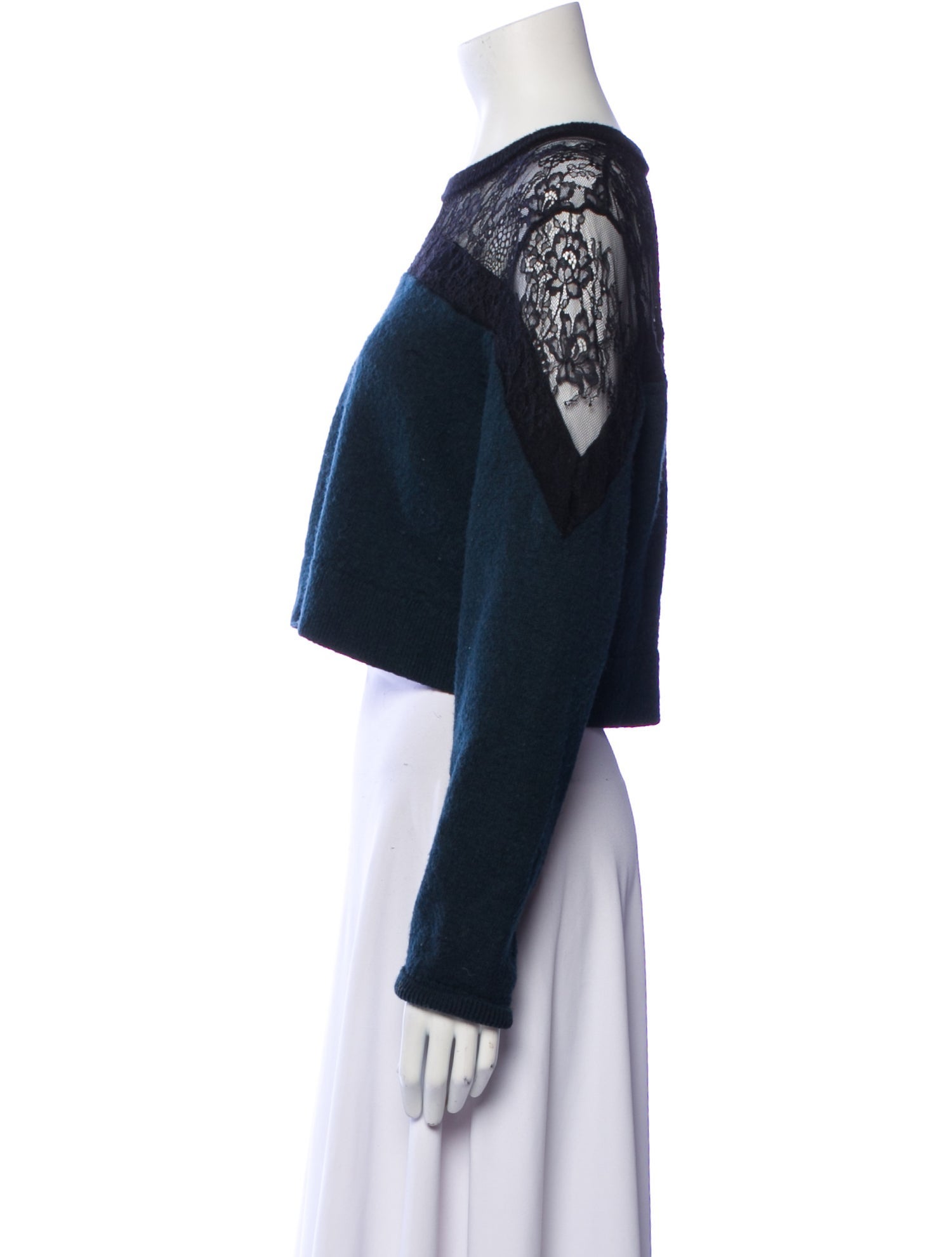 Tibi Lace Pattern Crew Neck Sweater